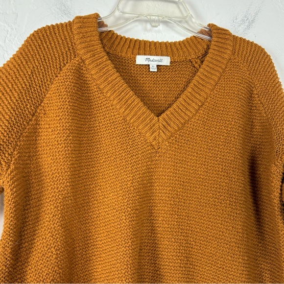 Madewell Sweater Pullover Sweatshirt Arden V Neck Cropped Brown‎ Knit Ribbed Top - Picture 3 of 8